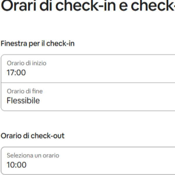 Orario del check-in e check-out